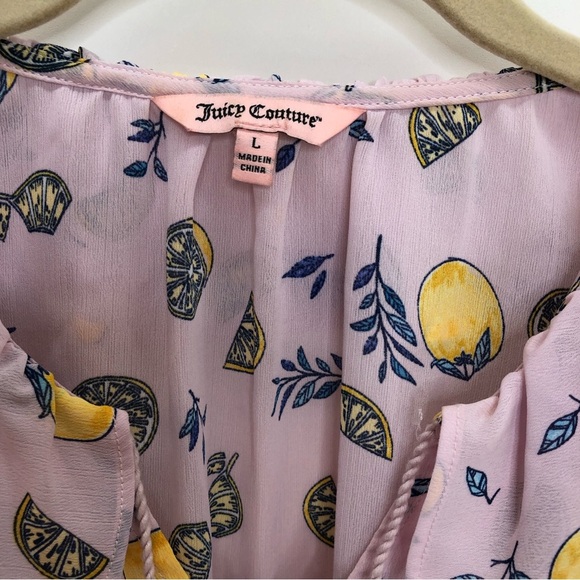 Juicy Couture pink with lemon print sleeveless blouse - Picture 2 of 6